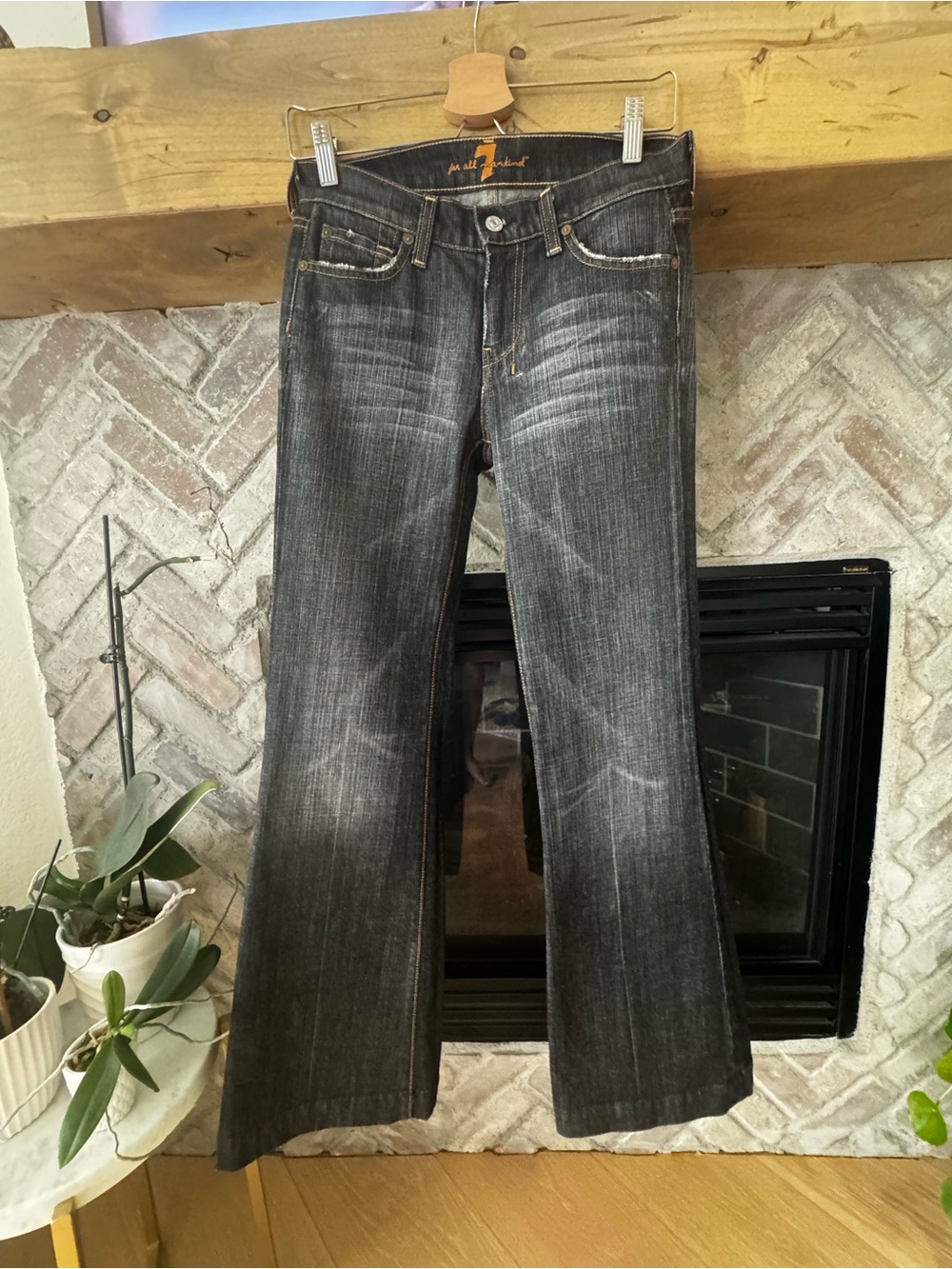 7 For All Mankind Dark Wash Dojo Trouser Wide Leg Jeans U115B133U Size 27